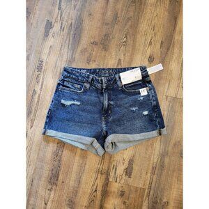 Arizona Jean Co. Woman Denim Shorts Hi Rise, Size 5 Blue Distressed